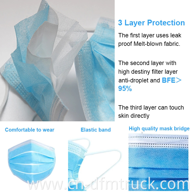 Wholesale disposable printed 3 ply surgical mask face
